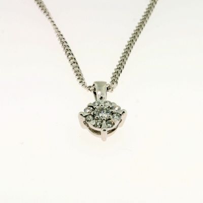 Ladies 9ct white gold,0.13ct diamond set pendant