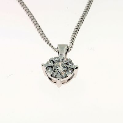 Ladies 9ct white gold,0.24ct diamond set pendant