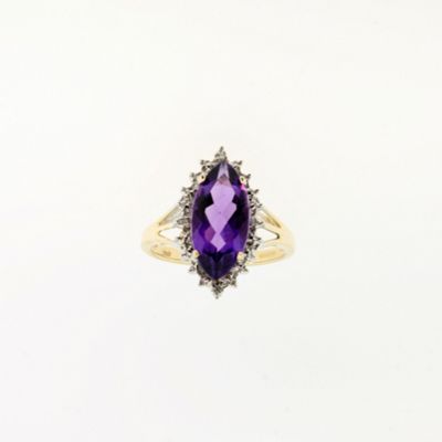 Ladies 9ct yellow gold, diamond and amethyst