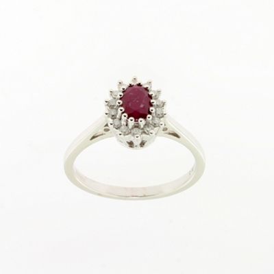Swesky Ladies 9ct white gold ,diamond and ruby fancy ring