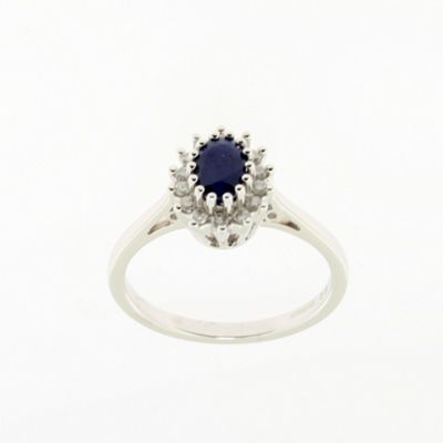 Ladies 9ct white gold ,diamond and sapphire, Kate style, fancy ring