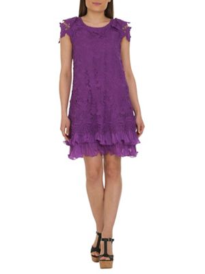 Jolie Moi - Purple crochet a-line lace dress