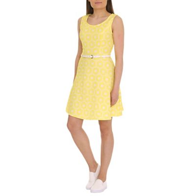 Mela - Yellow abstract print prom dress
