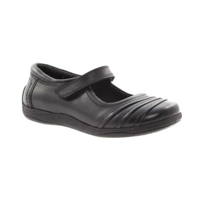 Black Hush Puppies Leather Rip Tape Strap Casual Shoes - Infant