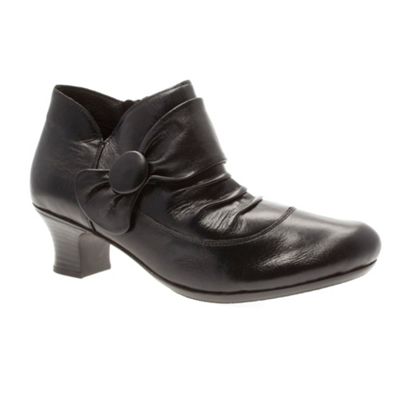 Black rieker ruche ankle boot