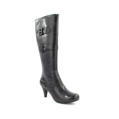 Hush Puppies Excite high leg boots in black leather with double buckle ...