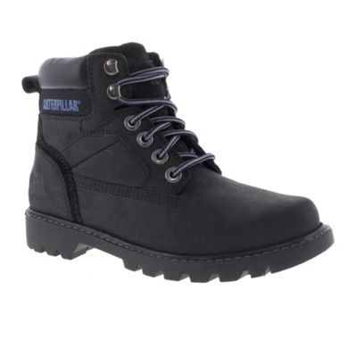 Black Caterpillar Nubuck Ankle Boots