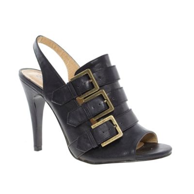 Black Triple Buckle Slingback Sandals
