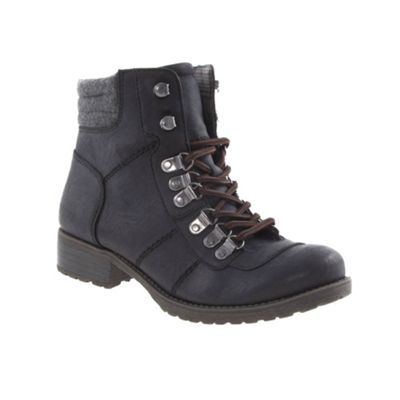 black casual lace up ankle boots