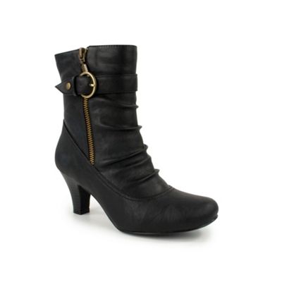 Black Zip Trim Ankle Boot