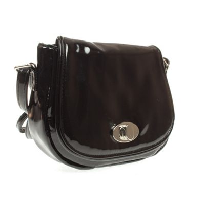 Black Small Patent Across The Body Bag