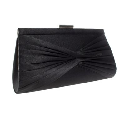 Large Clutch Handbags on Black Satin Twist Pleat Clutch Bag