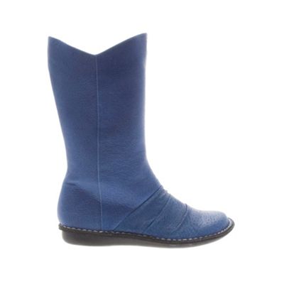 Blue sister moon leather mid high boot - Flat boots - Shoes & boots :  blue fashion leather blue boots