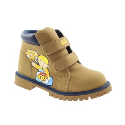 Tan Bob The Builder rip tape Strap Ankle Boots - First Shoes