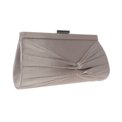 Clutch Taupe on Taupe Satin Twist Pleat Clutch Bag