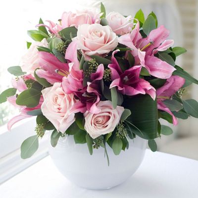 Pink Rose and Lily bouquet Flowers