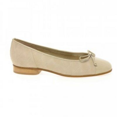 Beige Quilt Ballerina Pumps