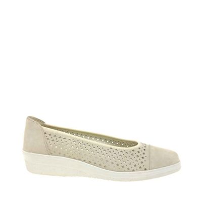 Beige Heart Ballerina Pumps