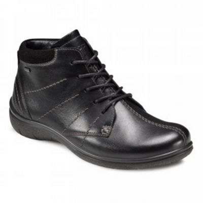 Black Terra Lace Up Ladies Leather Ankle Boots