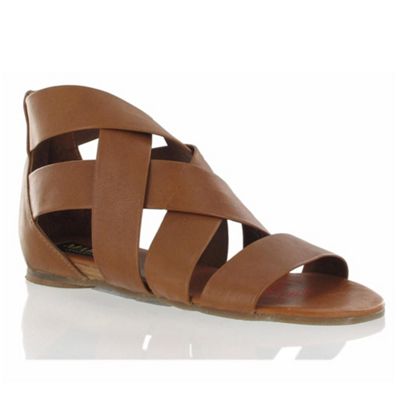 Tan flat leather sandals