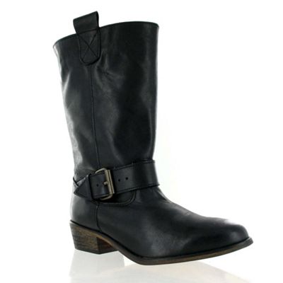 Black leather western style boot