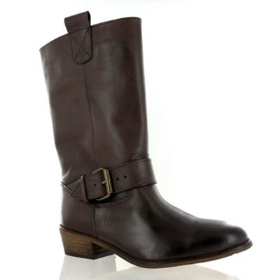 Brown leather western style boot