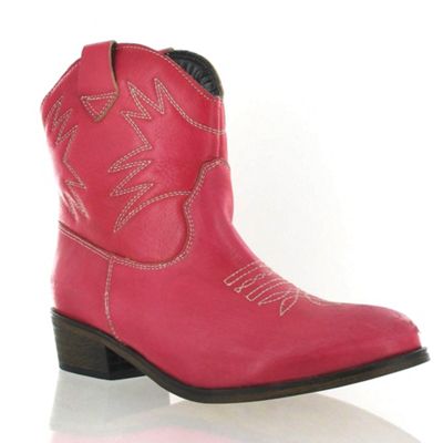 Red leather short cowboy boot