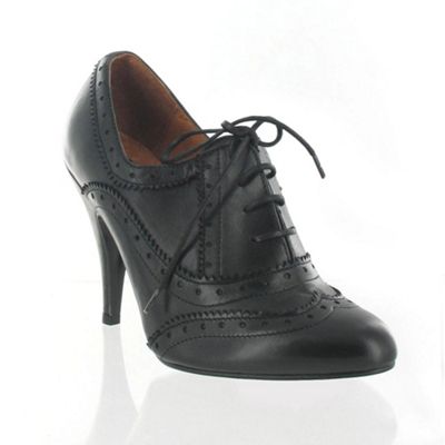 Black leather lace-up courts