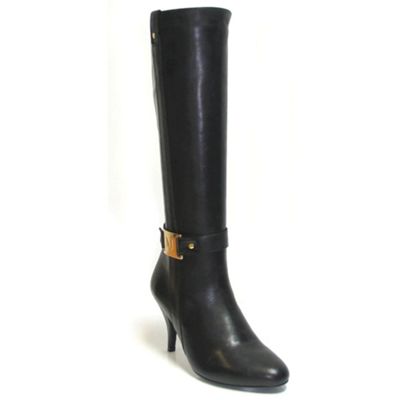 Black leather knee high boot with MJ detail