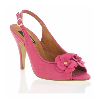 Pink flower detail leather slingbacks