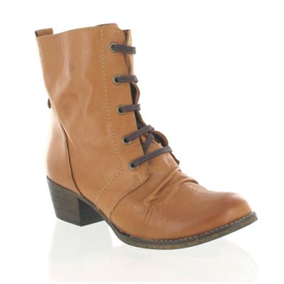 Tan leather lace up ankle boot