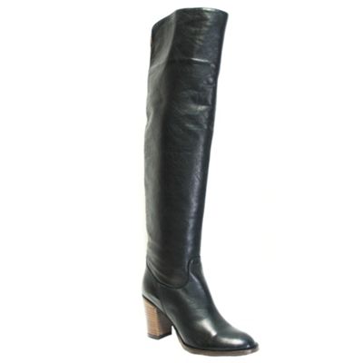 Black leather knee high boot