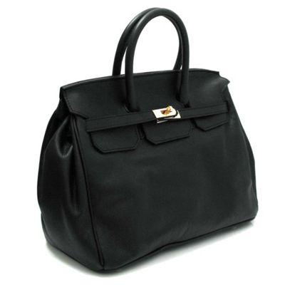 Black leather handbag