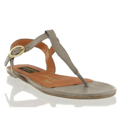 Taupe flat leather sandals