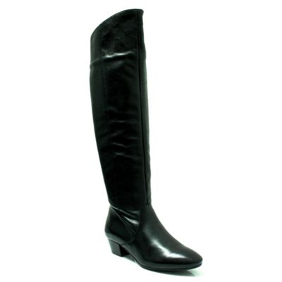 Black leather knee high boot