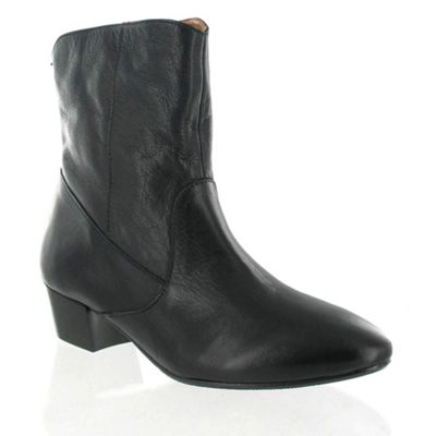 Black leather ankle boot