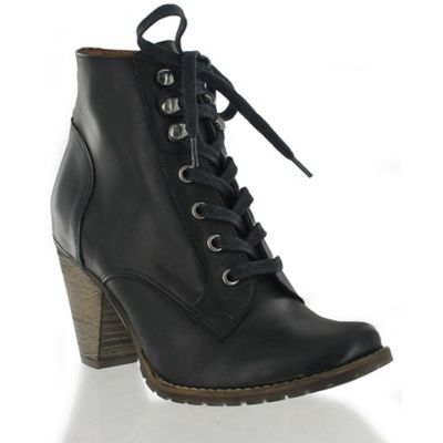 Black leather lace up ankle boot