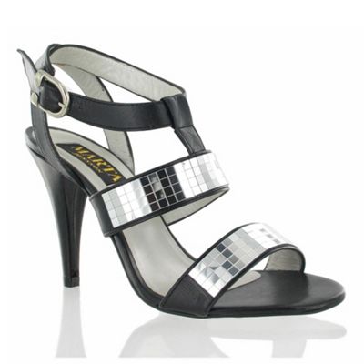 black leather sandals