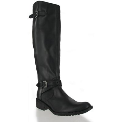 Black leather knee high riding boot