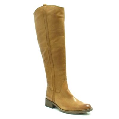 Tan leather knee high riding boot