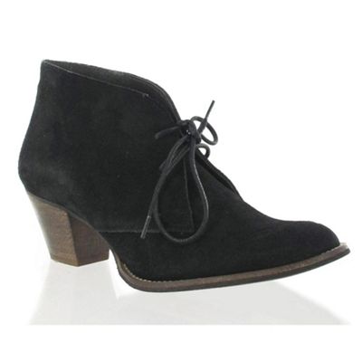 Black suede lace up ankle boot