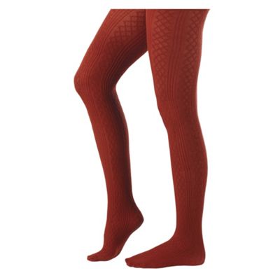 Dark Orange Cable And Rib Tights