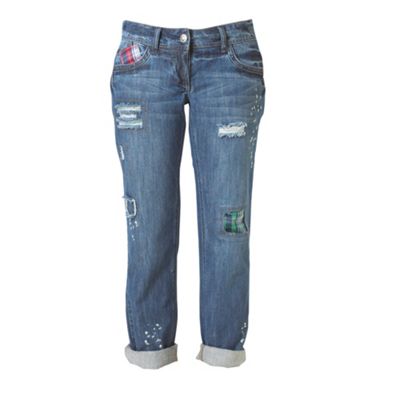 Blue perfect patchwork jeans