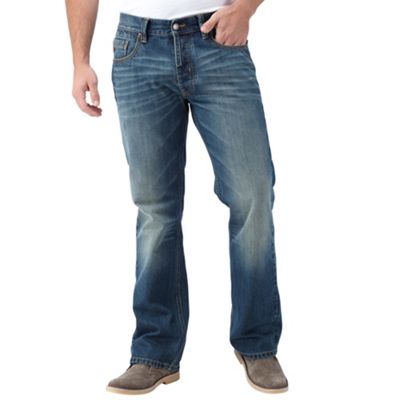 Mid Blue Bootcut Aged Jean