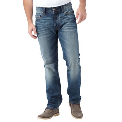 Mid Blue Straight Fit Aged Jean