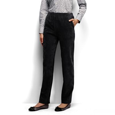 Black petite stretch-knit cord trousers