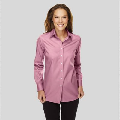Lands End Pink petite solid non-iron blouse