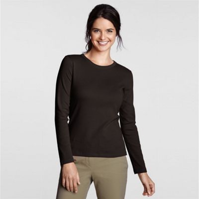 Brown petite ribbed crew neck t-shirt