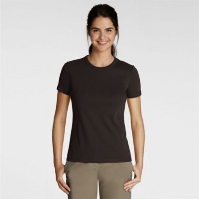 Brown short sleeve ribbed crew neck t-shirt
