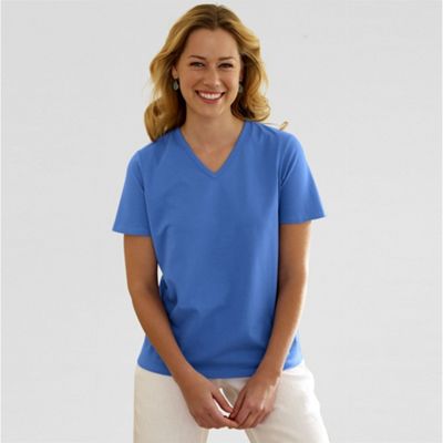 Blue relaxed short sleeve v-neck t-shirt